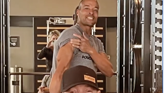 Watch David Goggins and Cam Hanes Do a Chest and Bicep Workout
