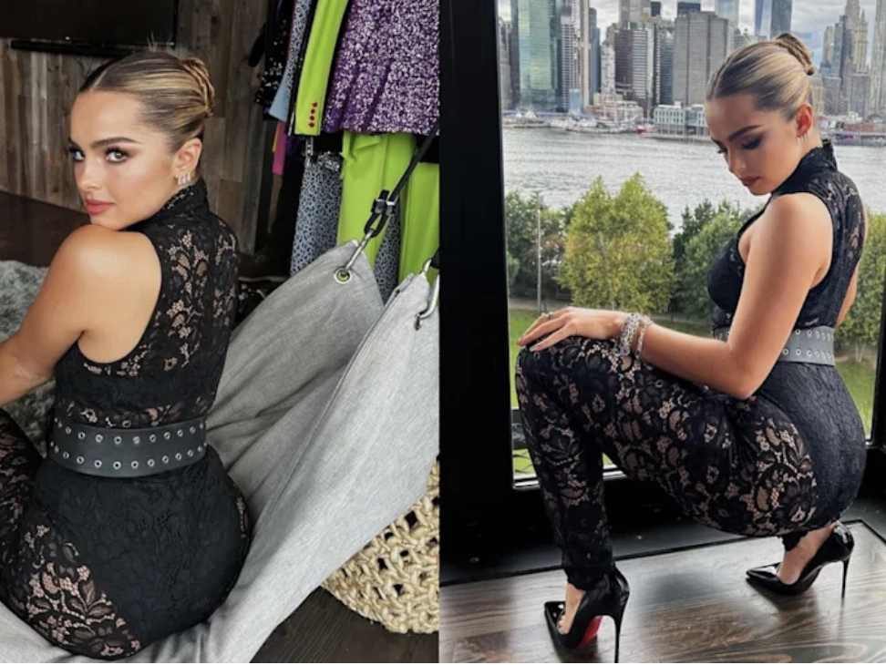 Addison Rae Flaunts Toned Abs, Butt, Legs In Sheer Lace Jumpsuit