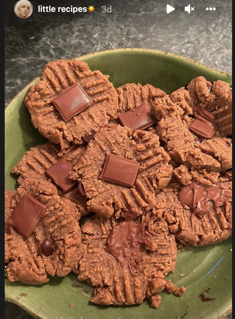 billie eilish makes vegan, gf cookies with her chocolate bar