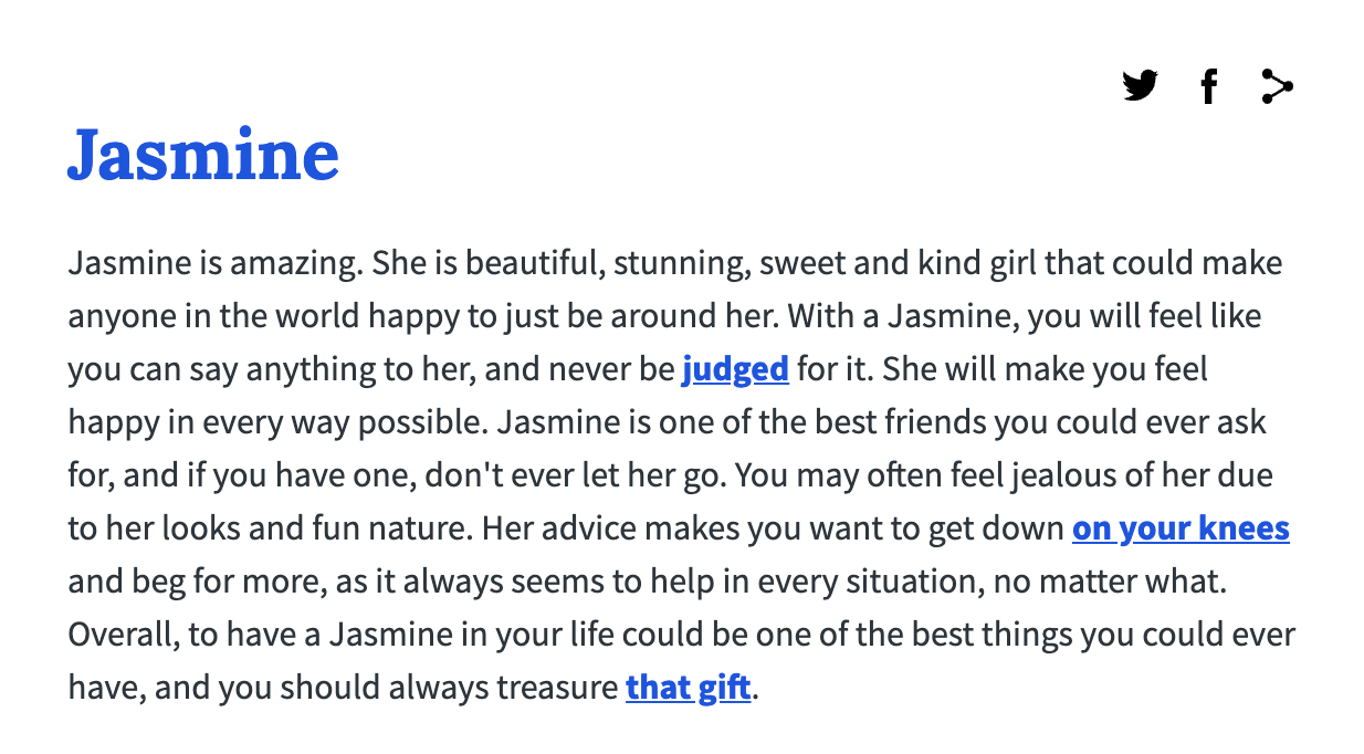 Meaning of my name according to Urban Dictionary. HA!