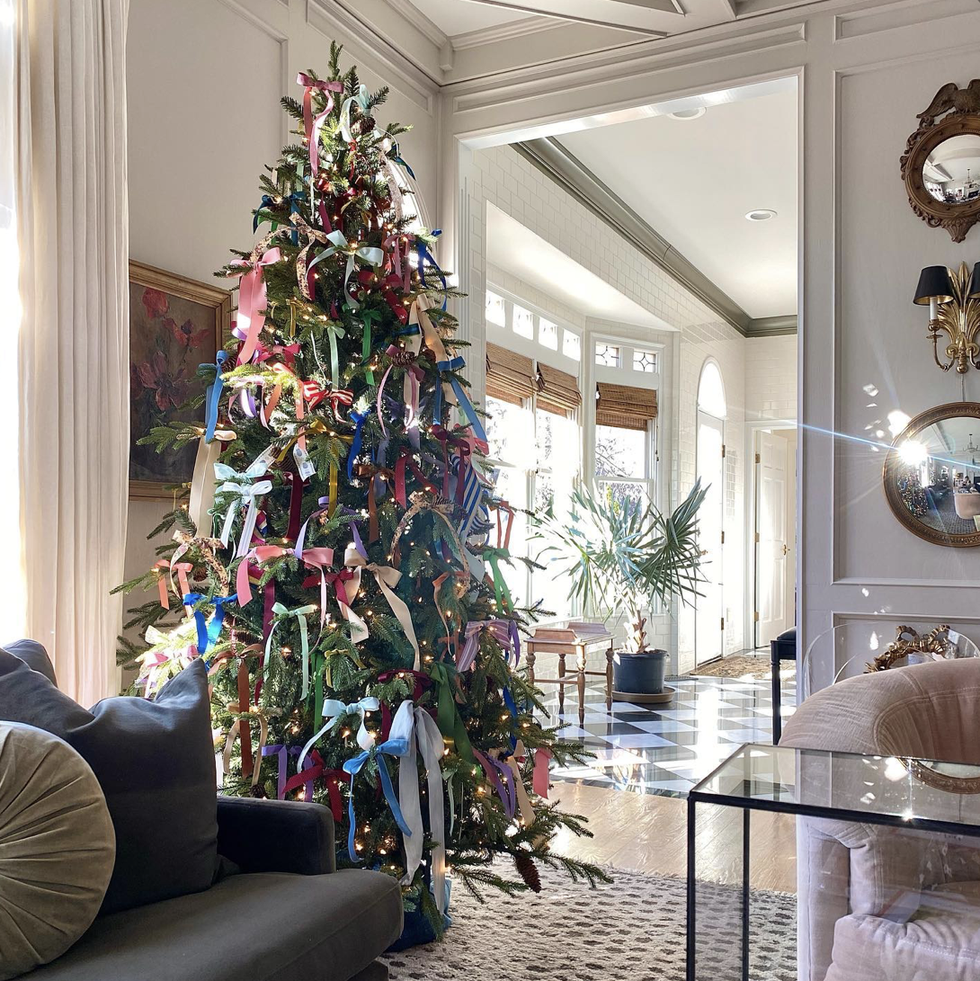 a christmas tree in a living room