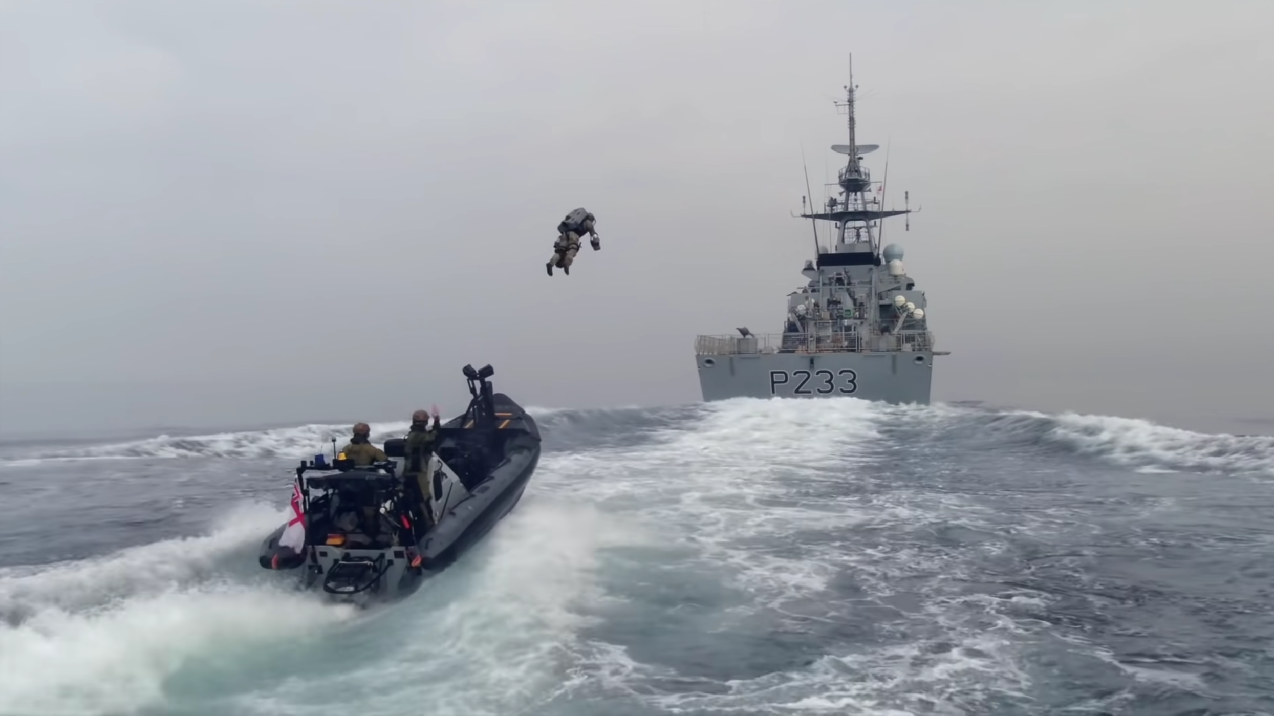 Watch a Marine Zoom From One Boat to Another  With a Jetpack