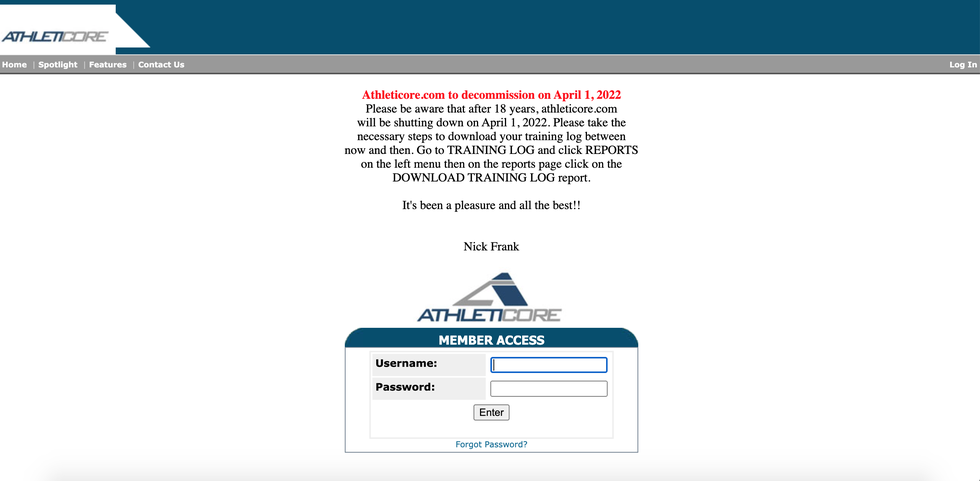 athleticore error message