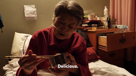 grandma eats rolling donkey dessert