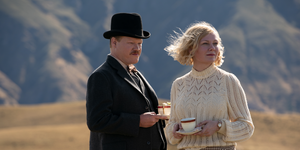 kirsten dunst and jesse plemons in a still from netflix's the power of the dog movie