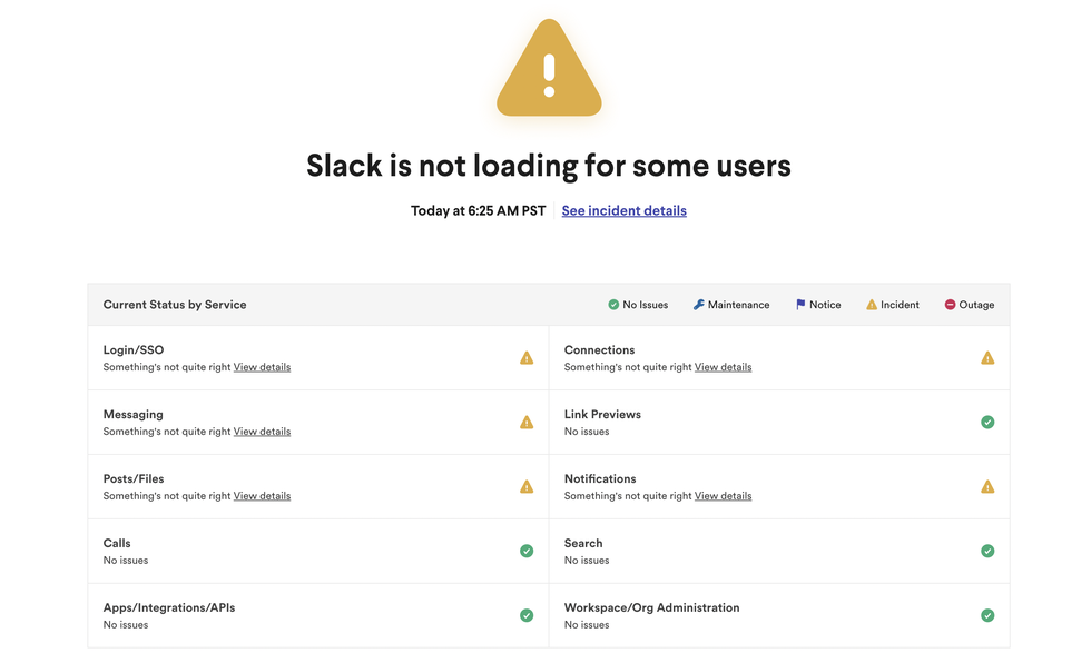 screenshot of slack issue page
