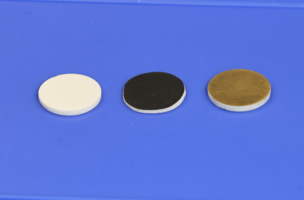 three discs used for solid electrolyte battery testing