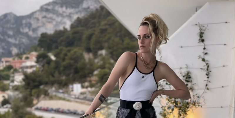 Kristen Stewart Pairs a Chanel Bodysuit With a Sheer Maxi Skirt in Monaco