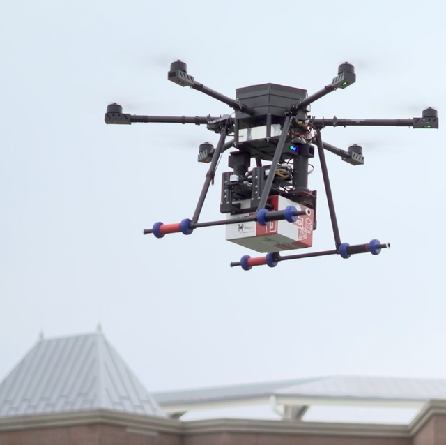 drone delivering food in sky