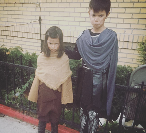 children dressed as game of thrones characters arya and the hound