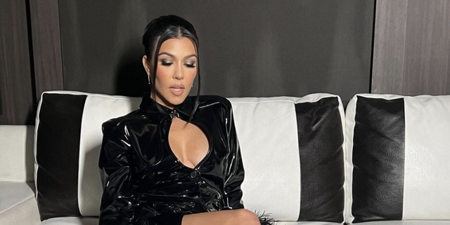 Kourtney Kardashian Put a Feathered Twist on the Latex Trend for