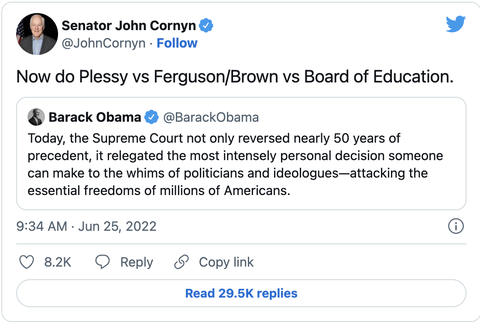senator john cornyn’s tweet