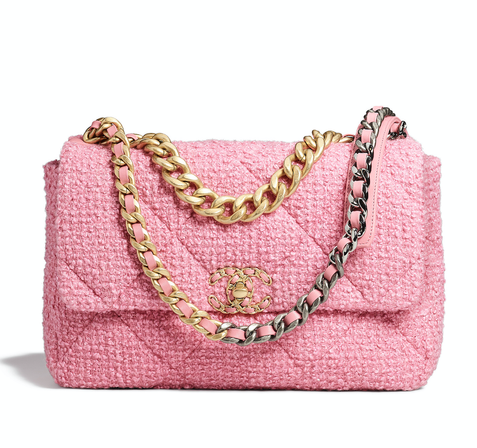 Chanel 19 Flap Bag Shearling Medium Pink 11636434