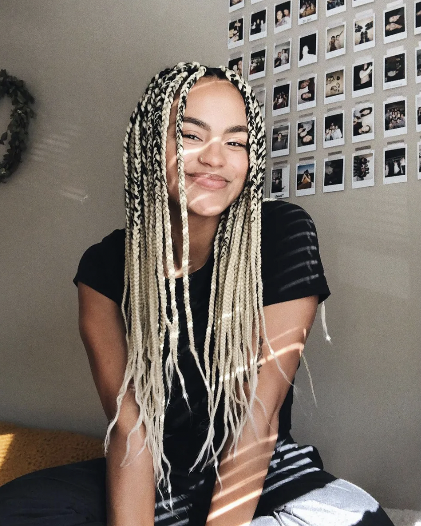 two toned black with blonde hair box braids