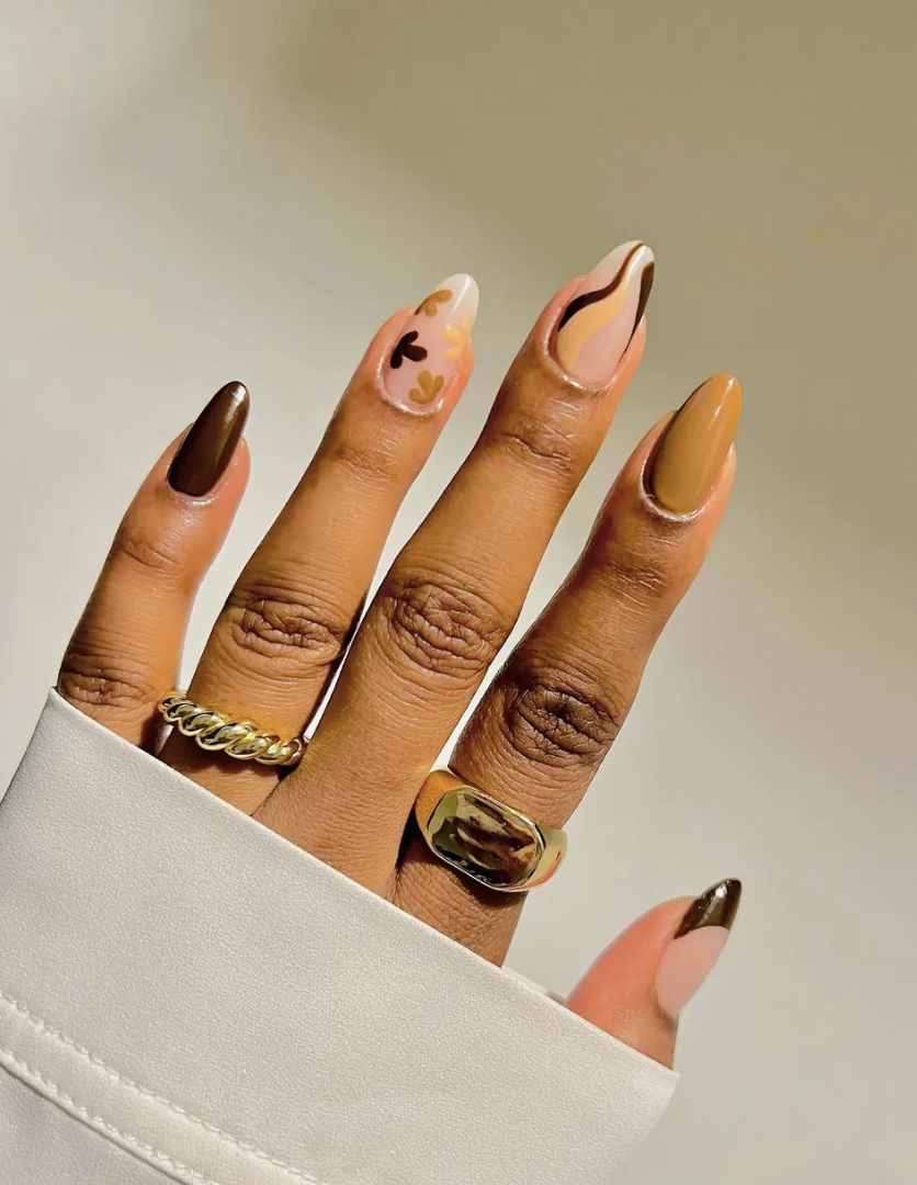 brown fall nail design - SoNailicious