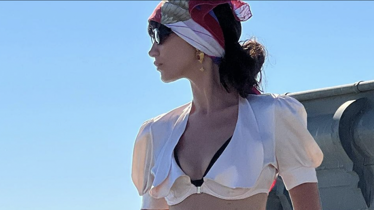 See Bella Hadid Embrace Vintage Glamour in a Slip Set and Exposed Thong