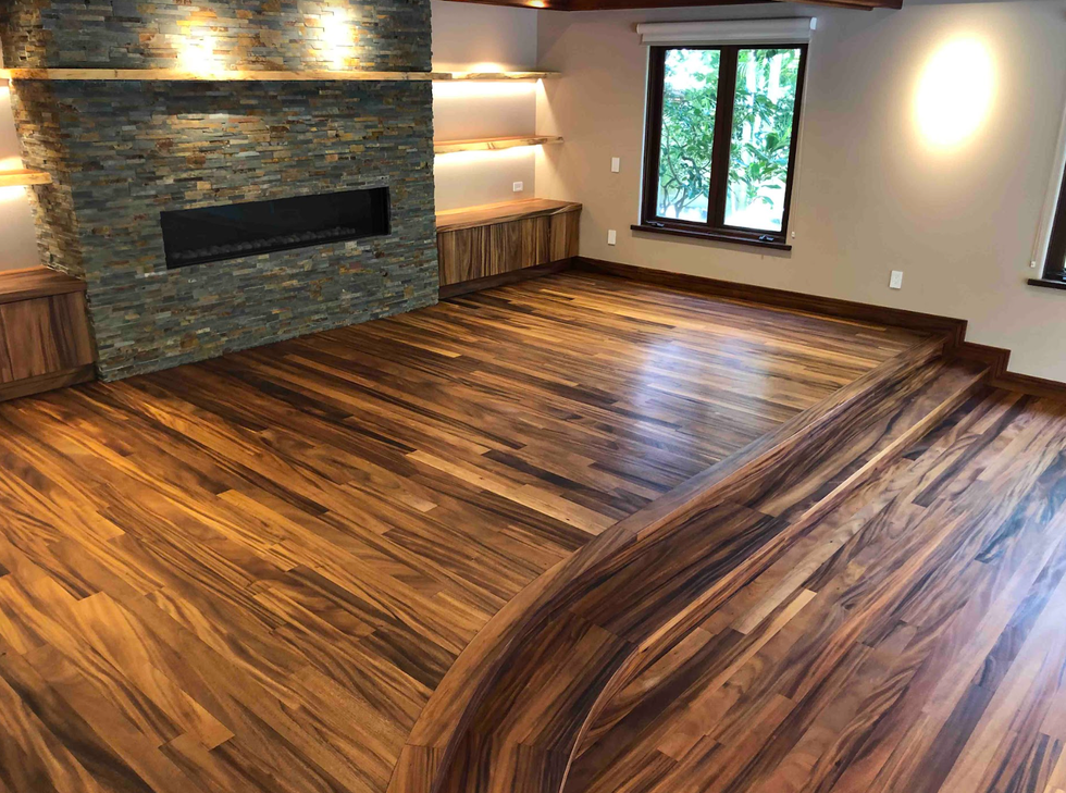 before living room with dark wood floors and fireplace