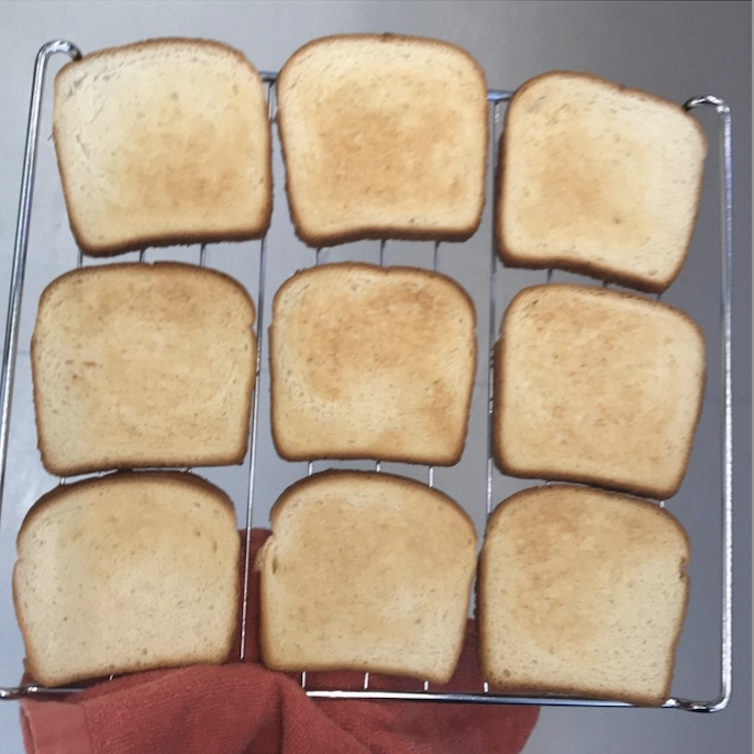 toasted bread on wire rack