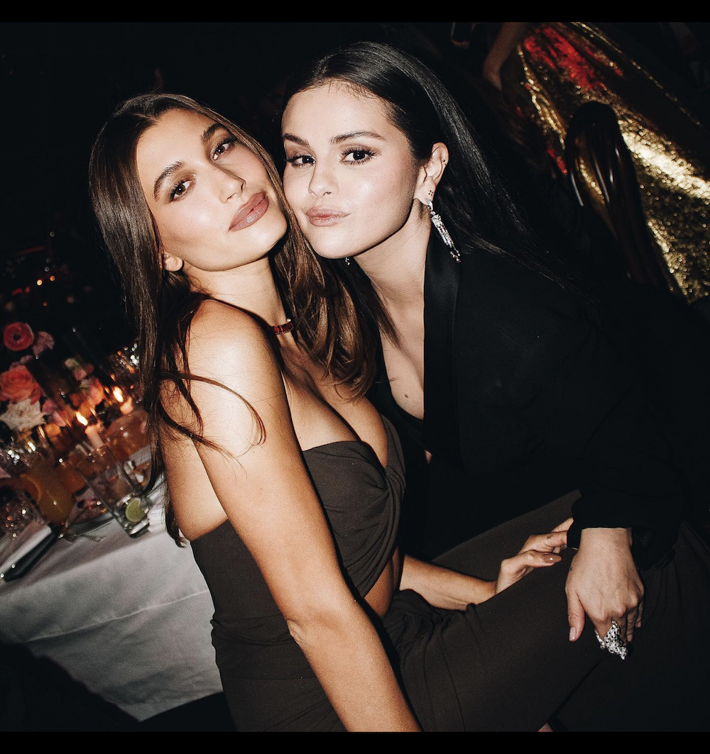 hailey bieber selena gomez picture together academy museum gala