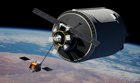 digital illustration of nanoracks space outpost in orbit above earth