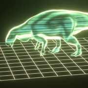 green holographic dinosaur