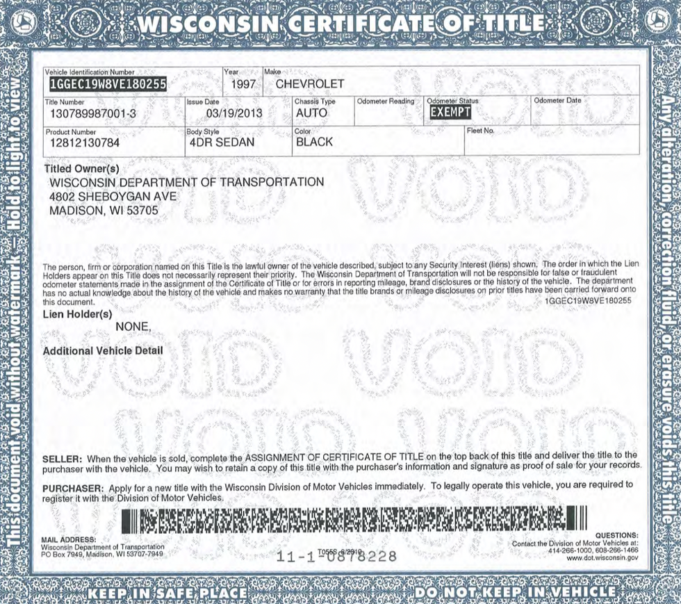 wisconsin vehicle title