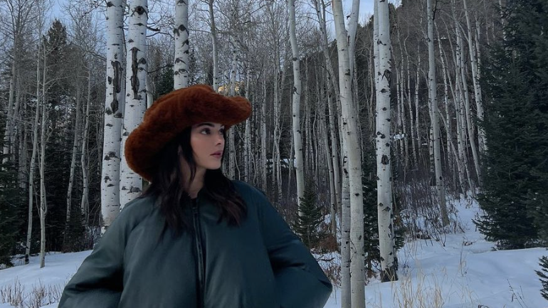 Kendall Jenner Pairs the Perfect Puffer with a Fluffy Cowboy Hat