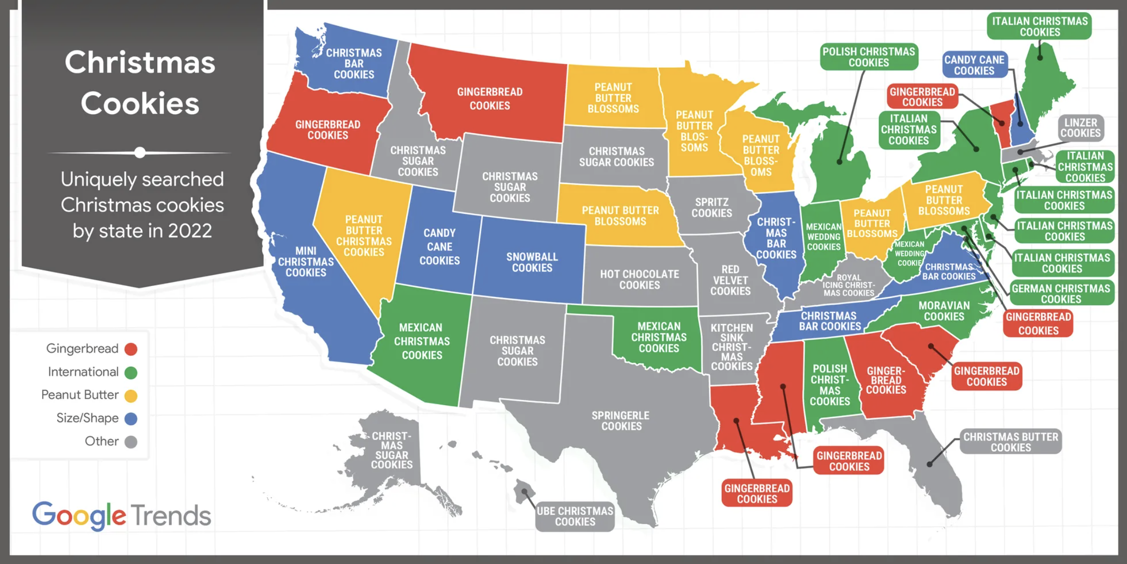 Popular Christmas Cookies By State — Most Searched Christmas Cookies Map