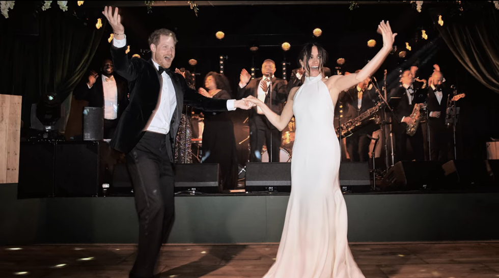 harry and meghan at the wedding reception