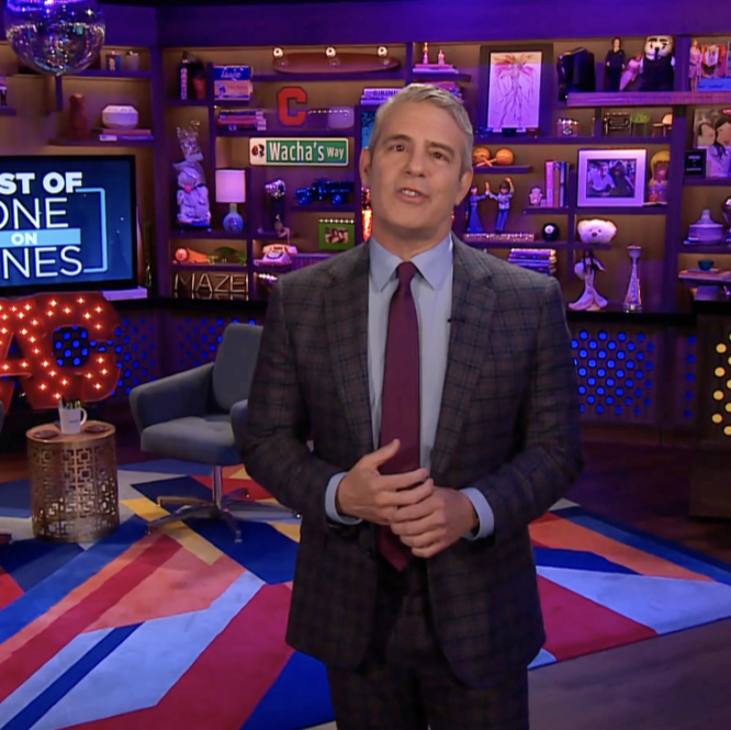 Andy Cohen Accuses James Corden of Copying His 'Watch What Happens Live' Set