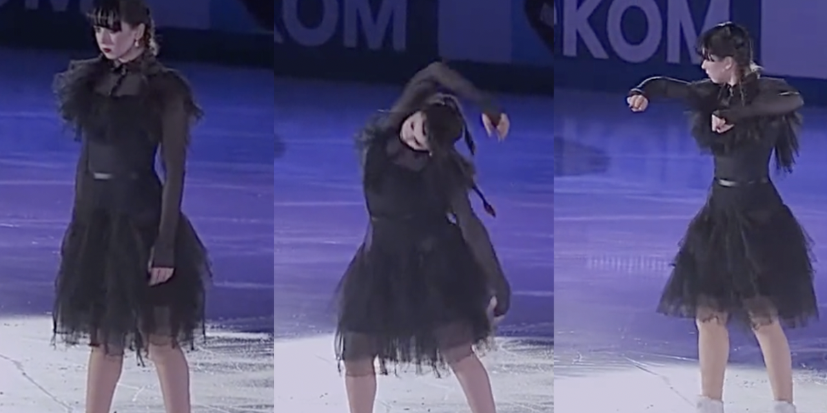 Figure Skater Kamila Valieva Recreated the Viral "Wednesday" Dance on Ice and Truly Nailed It