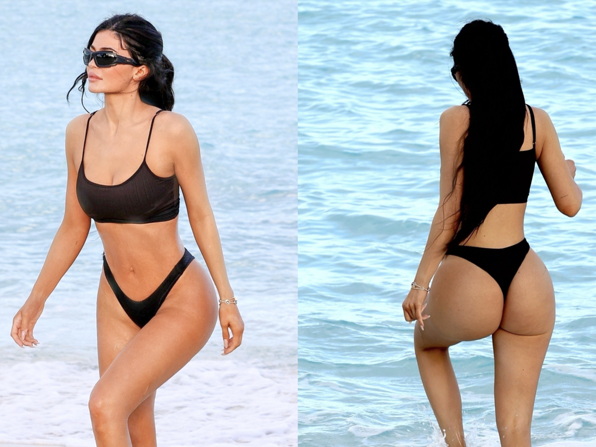Kylie Jenner Spotted in Thong Bikini During Solo Beach Vacation