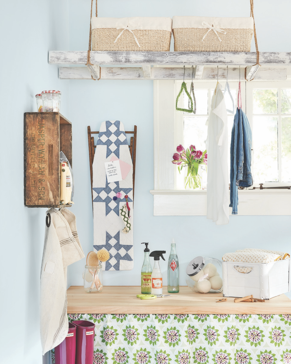 laundry room with rustic touches