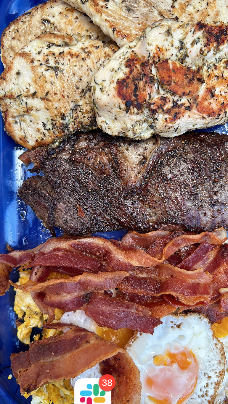 bbq foods cooked on a griddle