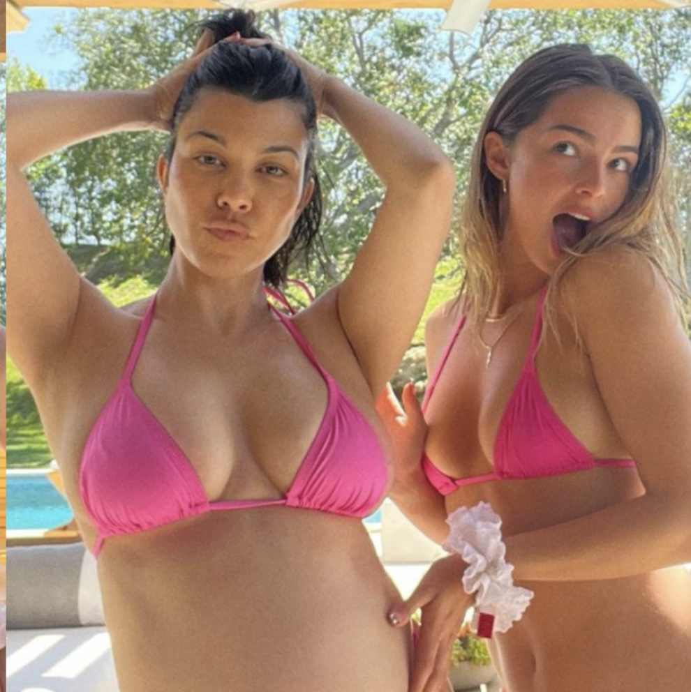 Kourtney Kardashian and Addison Rae Reunited for a Poolside Hang in Matching Pink Bikinis