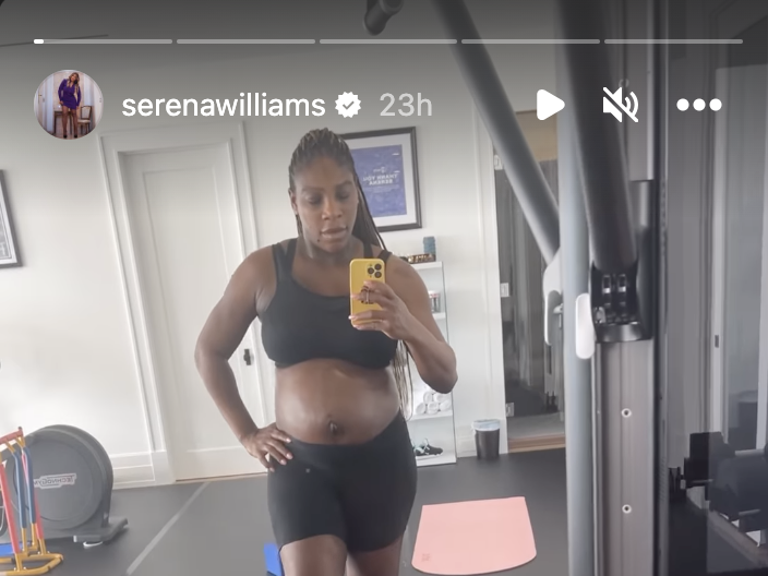 Serena Williams Shows Off Her Baby Bump in Casual Workout Session
