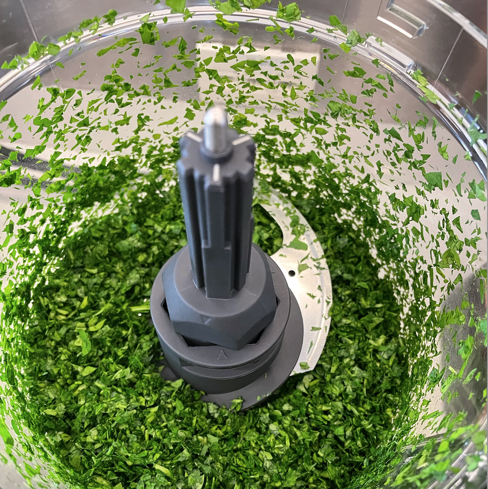chopped parsley in workbowl