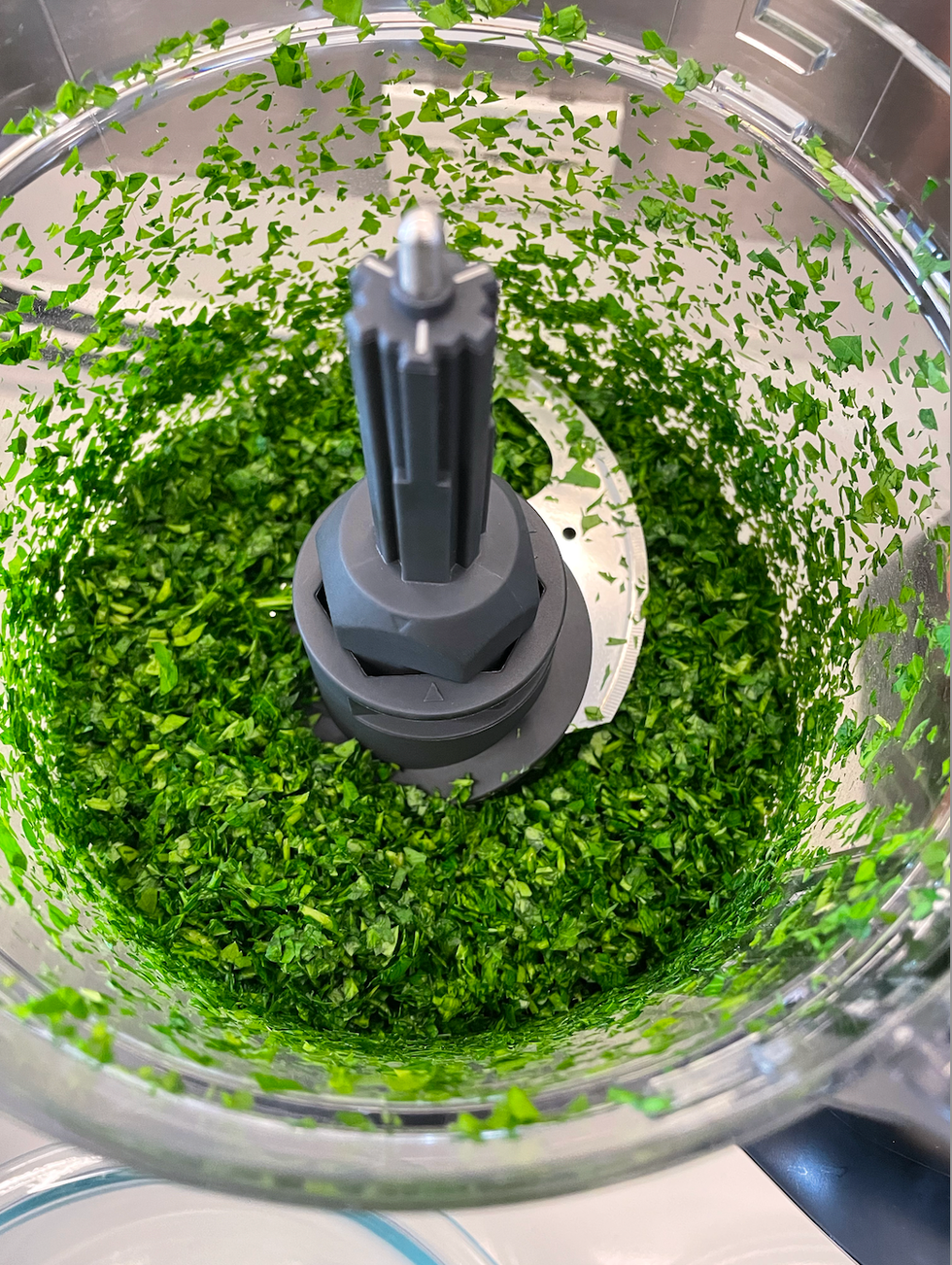 chopped parsley in workbowl