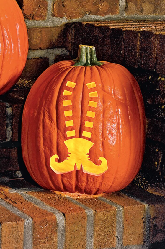 pumpkin carving ideas witch legs