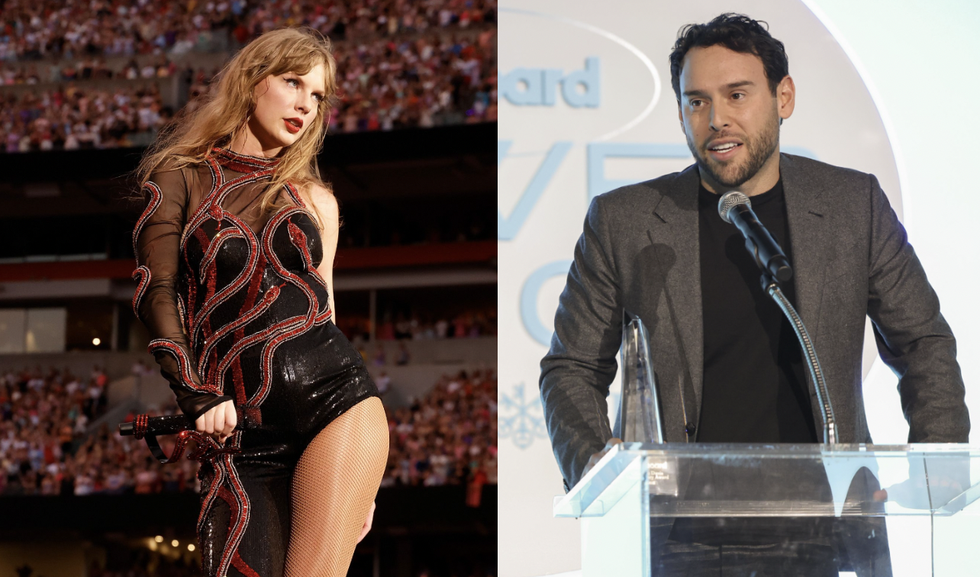 taylor swift and scooter braun in side by side photos