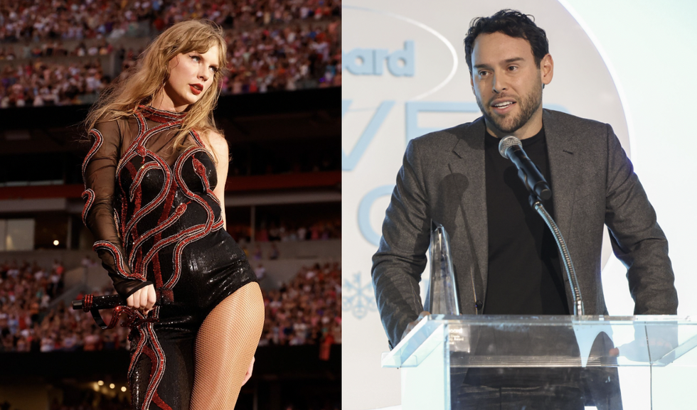 taylor swift and scooter braun in side by side photos
