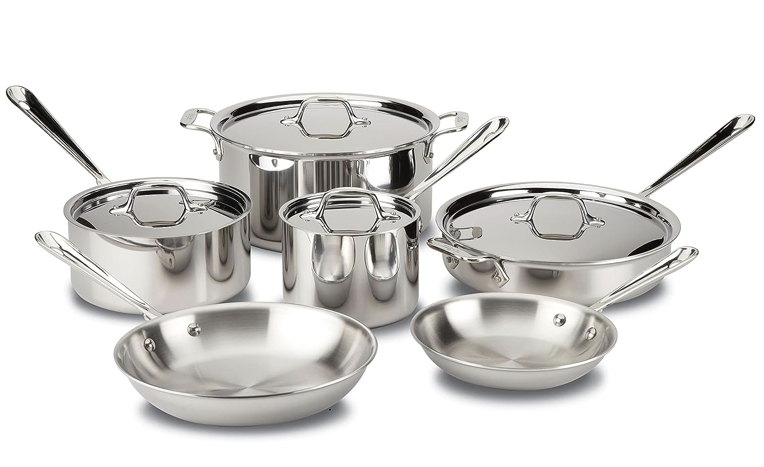 All-Clad Copper Core 5-Ply Stainless Steel Cookware Set 7 Piece Induction  Oven Broiler Safe 600F Pots and Pans Silver