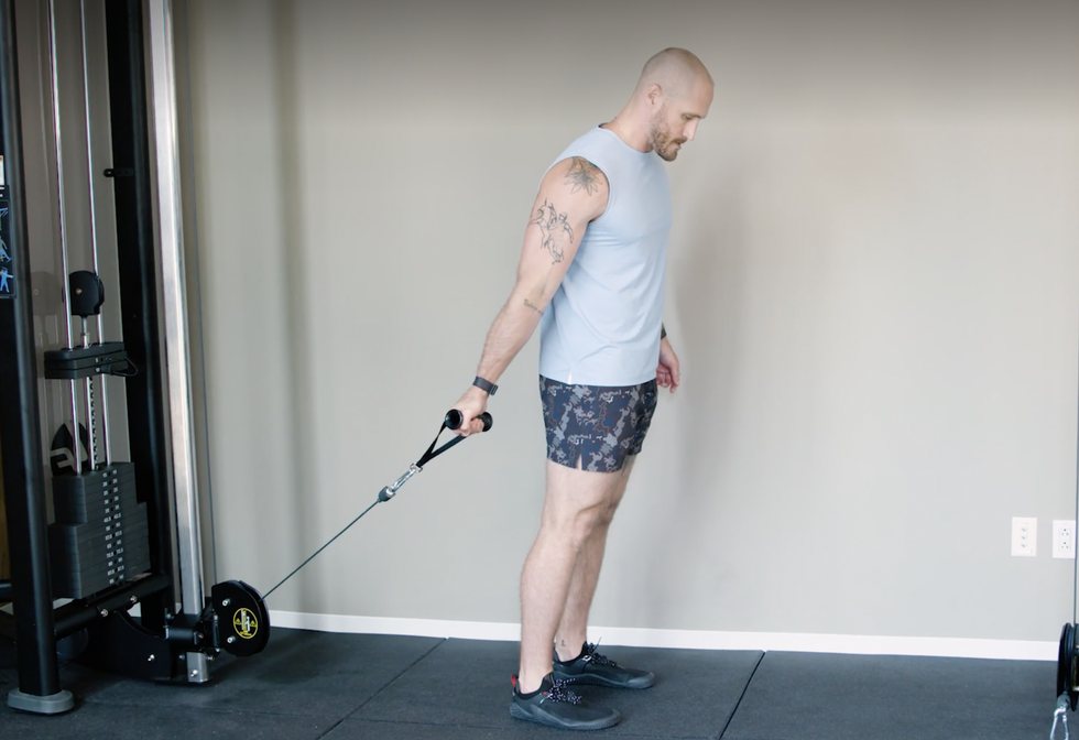 At-Home Bicep Workout: Standing Biceps Curl to Side Cable Curl