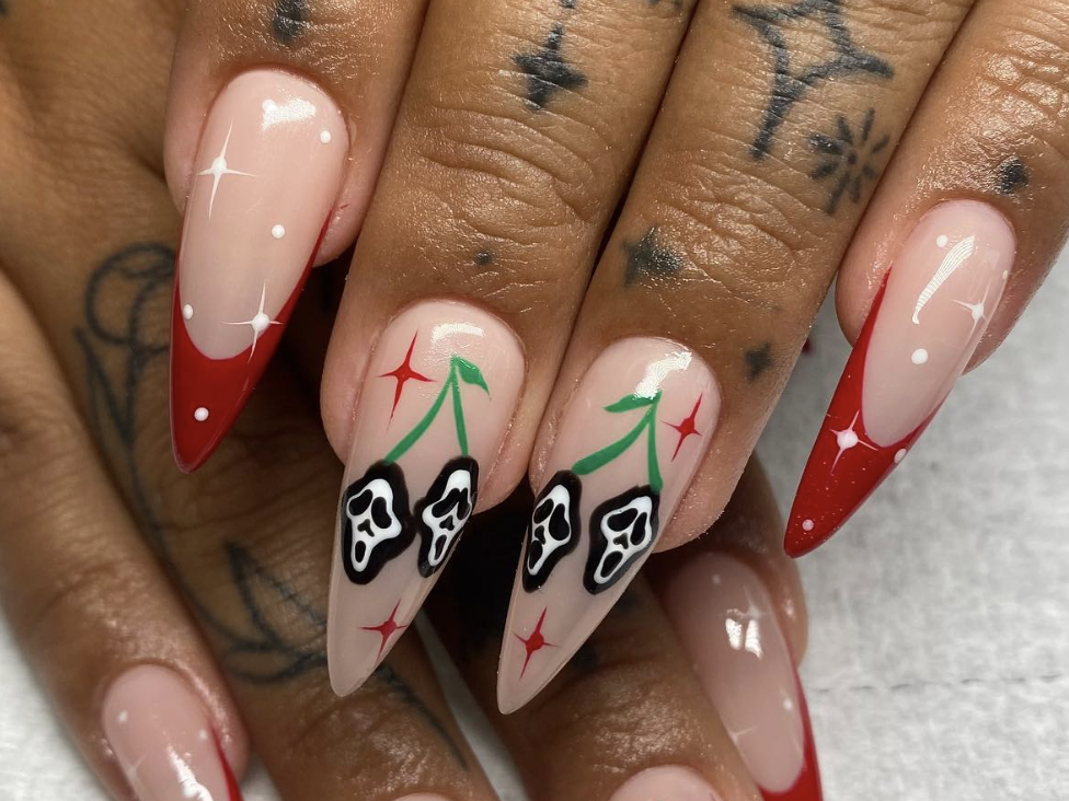 red and white acrylic nails