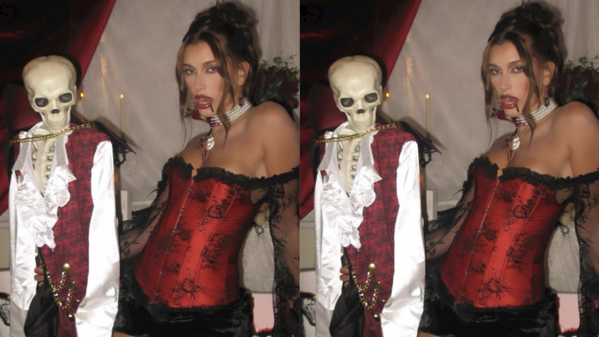 Buy Hailey Bieber's Red Lace Halloween Corset on  for $28!