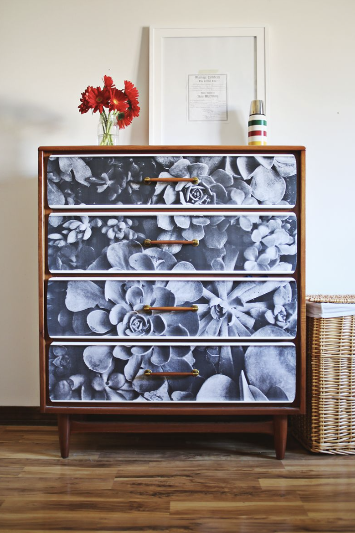 flower wallpaper dresser