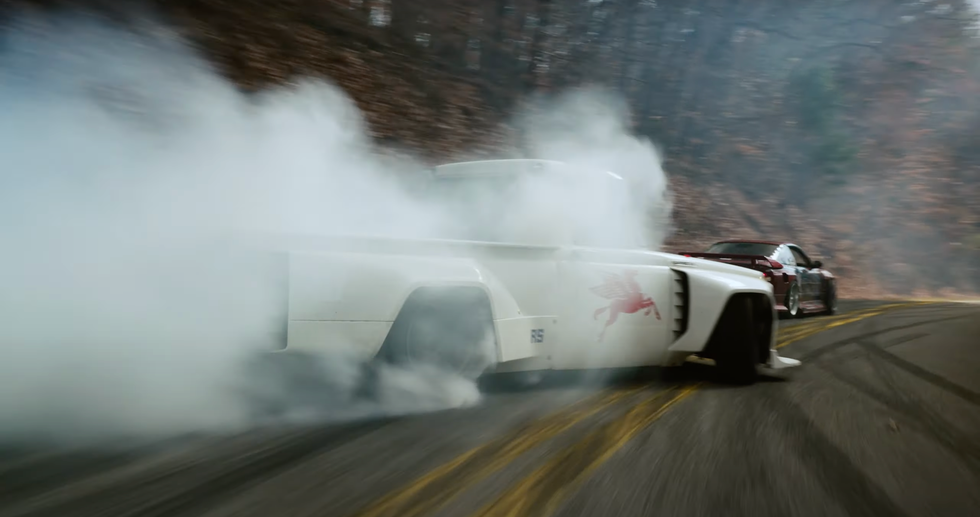 ryan tuerck drifitng toyota stout truck in appalachia