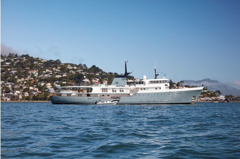 a large white boat in the water