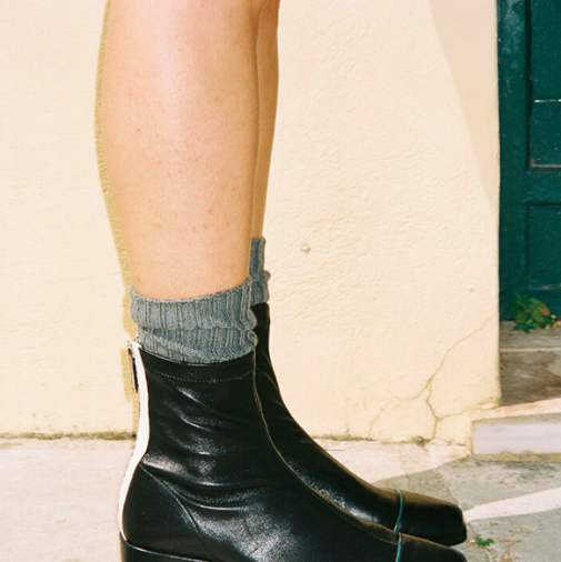 Womens Tabi Split Toe Bootie Block Heels Side Zip Ankle Boots Leather Shoes  Size