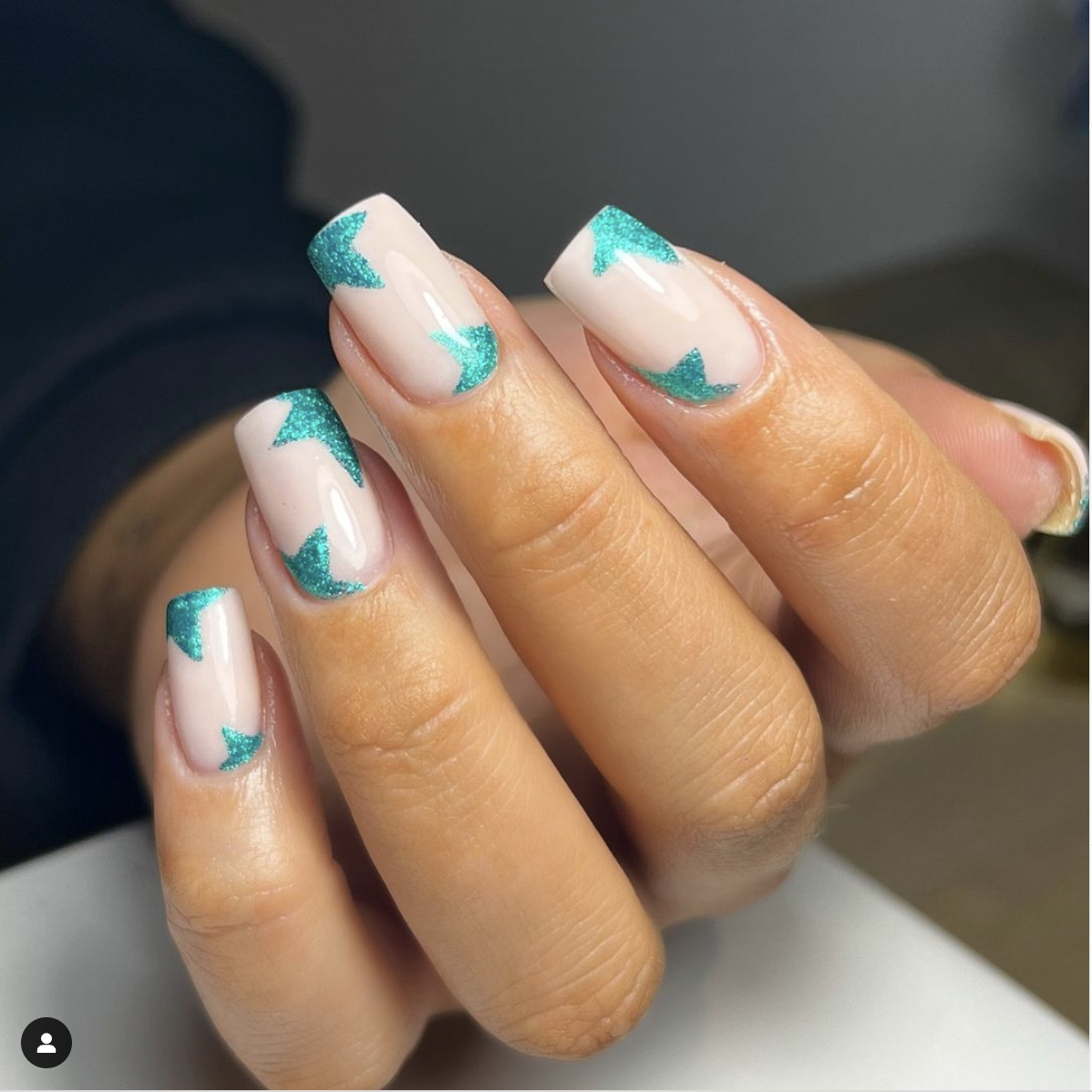 Buy Blue Glittery Chevron French Manicure in Any Shape You Choose Best  Selling Handmade Strong Press on Nails for Woman DIY Nails Online in India  - Etsy